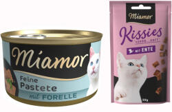 Miamor 12x85g Miamor pástétom Pisztráng nedves macskatáp+50g Miamor Kisses kacsa macskasnack ingyen