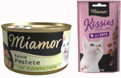 Miamor 12x85g Miamor pástétom Nyúl nedves macskatáp+50g Miamor Kisses kacsa macskasnack ingyen
