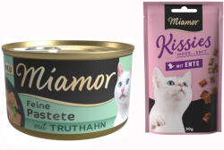 Miamor 12x85g Miamor pástétom Pulyka nedves macskatáp+50g Miamor Kisses kacsa macskasnack ingyen