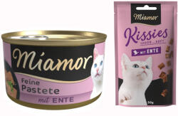 Miamor 12x85g Miamor pástétom Kacsa nedves macskatáp+50g Miamor Kisses kacsa macskasnack ingyen