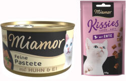 Miamor 12x85g Miamor pástétom Tojás & csirke nedves macskatáp+50g Miamor Kisses kacsa macskasnack ingyen
