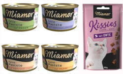 Miamor 12x85g Miamor pástétom Szárnyas vegyes csomag nedves macskatáp+50g Miamor Kisses kacsa macskasnack ingyen