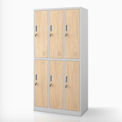 Jan Nowak® | Szürke / Sonoma tölgy színű, 6 ajtós Eco Design IGOR BHP öltözőszekrény, 900 x 1850 x 450 mm (2210)
