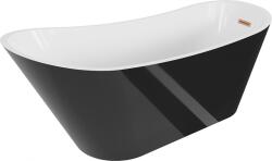 Mexen Alta, szabadon álló kád 170 x 75 cm, fehér-fekete, arany túlfolyóval, 52141707575-G (52141707575-G)