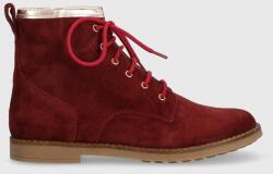 Pom D'api gyerek bokacsizma velúrból TRIP HI LACE - burgundia 38