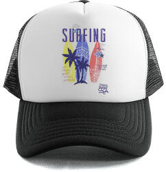  Trucker Baseball sapka Fekete Szörfözés Gyönyörű Nyár Nyaralás Strand (Czapka Czarna SURFING)