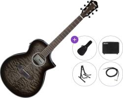 Ibanez AEWC16QA-TKH Premium SET Transparent Black Sunburst Chitară electro-acustică Jumbo