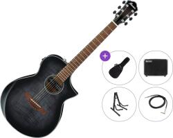 Ibanez AEWC400-TKS Premium SET Transparent Black Sunburst Chitară electro-acustică Jumbo