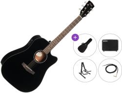 Cort EARTH 60CE Premium SET Black Gloss Chitară electro-acustică Dreadnought