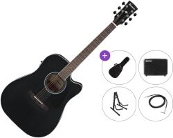 Ibanez AW84CE-WK Premium SET Weathered Black Open Pore Chitară electro-acustică Dreadnought