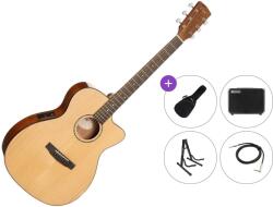 Cort L60CE Premium SET Natural Lucios Chitară electro-acustică Jumbo