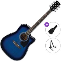 Ibanez PF15ECE-TBS Standard SET Transparent Blue Sunburst Chitară electro-acustică Dreadnought
