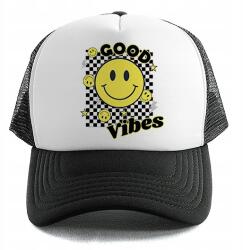  Baseball sapka Fekete Good Vibes Ajándék Tavasz Nyár Strand Nyaralás (Czapka z Daszkiem Czarna GOOD VIBES)