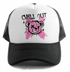  Férfi Trucker Sapka Védőtetővel Fekete Chill Out Gyönyörű Nyári Sláger Nyaralásra, Strandra (Czapka Czarna CHILL OUT)