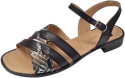 Cris & Deea Sandale dama negre din piele naturala cu barete multiple si insertie print sarpe CLP15N, marimea 39