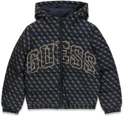 GUESS Зимно яке за момче в тъмносиньо с лога Guess и голям бежов надпис