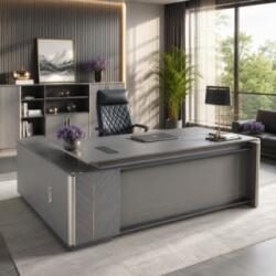  Masa Birou Directorial YD308D20, Gri 1801, 200x180cm, Extensie Laterala Reversibila, PAL+MDF