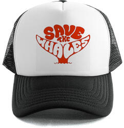  Trucker Baseball sapka Fekete Save The Whales Nyár Nyaralás Strand (Czapka Czarna SAVE THE WHALES)