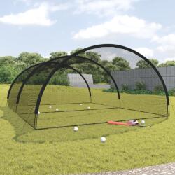 vidaXL Мрежа клетка за бейзболна бата черна 600x400x250 см полиестер (93749)