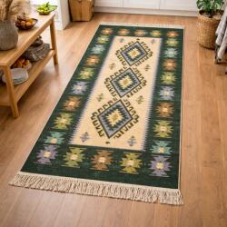 Kotonia Home Covor tesut - Decor traditional, 60x90 cm, fond verde si nuante de crem - 01 (123690-6090) Covor
