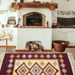 Kotonia Home Covor tesut - Decor traditional, 60x90 cm, fond bordo si nuante de crem - 02 (124330-6090) Covor