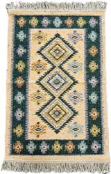 Kotonia Home Covor tesut - Decor traditional, 60x150 cm, fond verde si nuante de crem - 02 (124332-60150) Covor