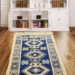 Kotonia Home Covor tesut - Decor traditional, 60x90 cm, fond albastru si nuante de crem - 03 (124338-6090) Covor
