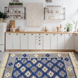 Kotonia Home Covor tesut - Decor traditional, 60x90 cm, fond albastru si nuante de crem - 04 (124341-6090) Covor