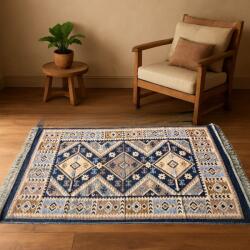 Kotonia Home Covor tesut - Decor traditional, 60x90 cm, fond albastru si nuante de crem - 10 (125000-6090) Covor