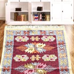 Kotonia Home Covor tesut - Decor traditional, 60x90 cm, fond bordo si nuante de crem - 011 (124392-6090) Covor