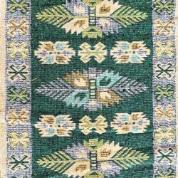 Kotonia Home Covor tesut - Decor traditional, 60x150 cm, fond verde si nuante de crem - 011 (124408-60150) Covor