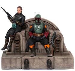 Iron Studios Statuetă Iron Studios Television: The Mandalorian - Boba Fett și Fennec Shand pe tron, Deluxe 1/10 (LUCSWR45721-10) Figurina