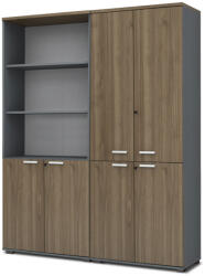TopMebel Venturo TopMebel меламинова офис библиотека с врати в антрацит - орех цвят 160x40x200cm