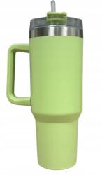  Thermo Bögre Szívószálas Teatartóval Kb. 1100 ML Nagy Zöld (F1113S)
