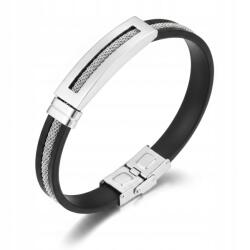 ALVIRO Férfi karkötő kaucsuk acél ezüst elegáns 21 cm (2265-02)