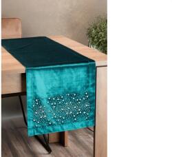 Eurofirany Royal glamour stílusú terítő Sötét türkiz 35x140 cm