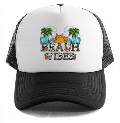  Trucker Baseball sapka Fekete Beach Vibes Nyár Nyaralás Strand Séták (Czapka Czarna BEACH VIBES)