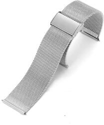 Arc Brățară Oțel Inoxidabil Argintie - Mesh Milaneză - 22mm / 24mm - Quick Release - Închidere Deployant cu Clips (MS-BR35)