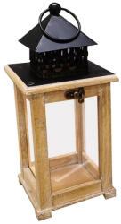 AdTrend Felinar lemn natur metal negru 13 x 13 x 28, 5 cm (79639A)