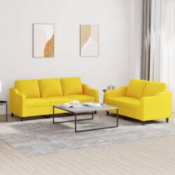 vidaXL Set de canapele cu perne, 2 piese, galben deschis, textil GartenMobel Dekor (3201839) Canapea