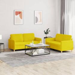vidaXL Set de canapele cu perne, 2 piese, galben deschis, textil GartenMobel Dekor (3202091) Canapea