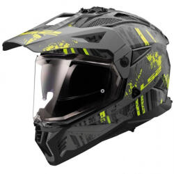 LS2 Pioneer II Negru Mat/Gri/Galben H-V Casca Moto On-Off ECE 22.06 1550gr cu Sunvisor 46702 23 54 (54)
