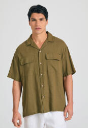 Funky Buddha Cu mânecă scurtă In Cămașă în Linie lată Verde FBM011-008-05-OLIVE (FBM011-008-05-OLIVE)