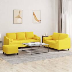 vidaXL Set de canapele cu perne, 3 piese, galben deschis, textil GartenMobel Dekor (3201863) Canapea