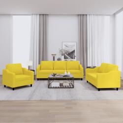vidaXL Set de canapele cu perne, 3 piese, galben deschis, textil GartenMobel Dekor (3201775) Canapea