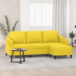 vidaXL Canapea cu 3 locuri si taburet, galben deschis, 180 cm, textil GartenMobel Dekor (3201140) Canapea