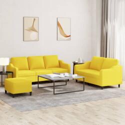 vidaXL Set de canapele cu perne, 3 piese, galben deschis, textil GartenMobel Dekor (3201847) Canapea