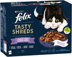 FELIX Tasty Shreds alutasakos macskaeledel, marhahús, csirke, lazac, tonhal szószban, 12 x80 g