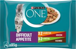 ONE Difficult Appetite alutasakos macskaeledel csirke, marha, pulyka, kacsa szószban, 4 x 85 g