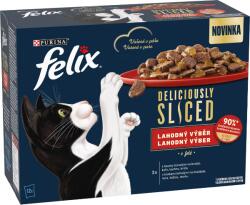 FELIX Deliciously Sliced alutasakos eledel macskáknak, marhahús, csirke, kacsa, pulyka aszpikban, 12 x 80 g